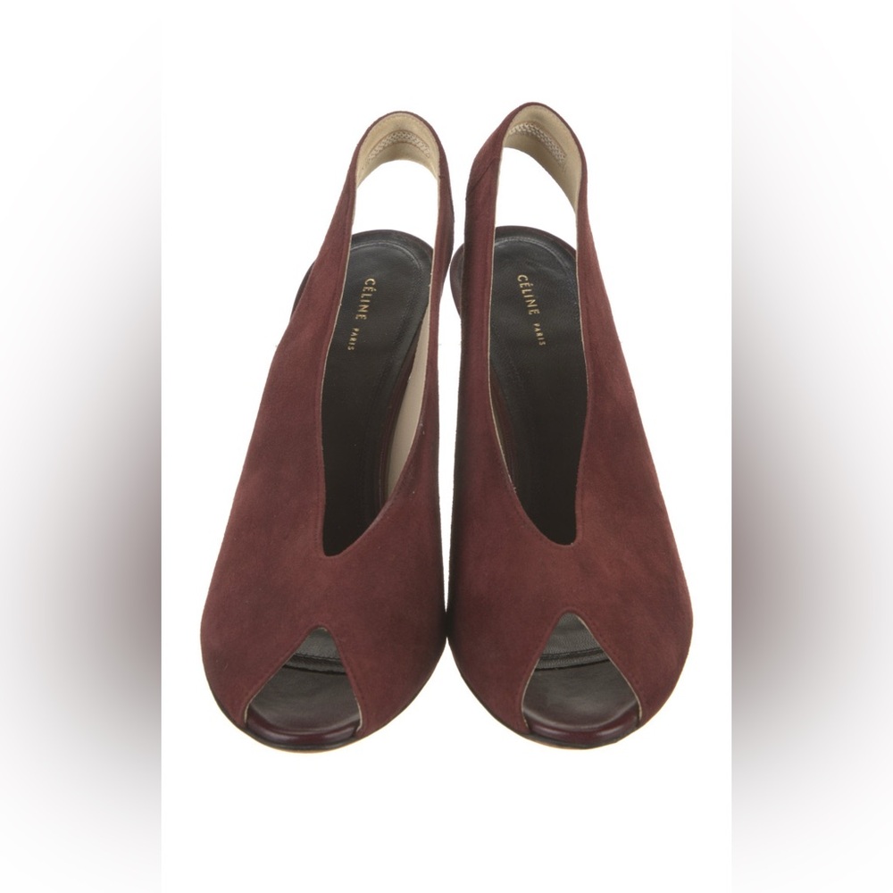 Celine Suede Slingback Sandals
Burgundy
8.5